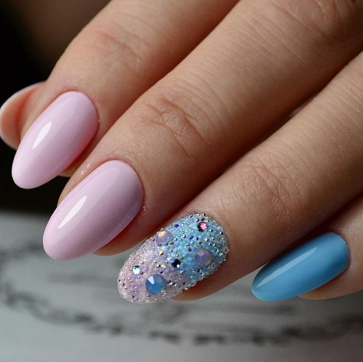 Фото ногтей розовый с голубым дизайн