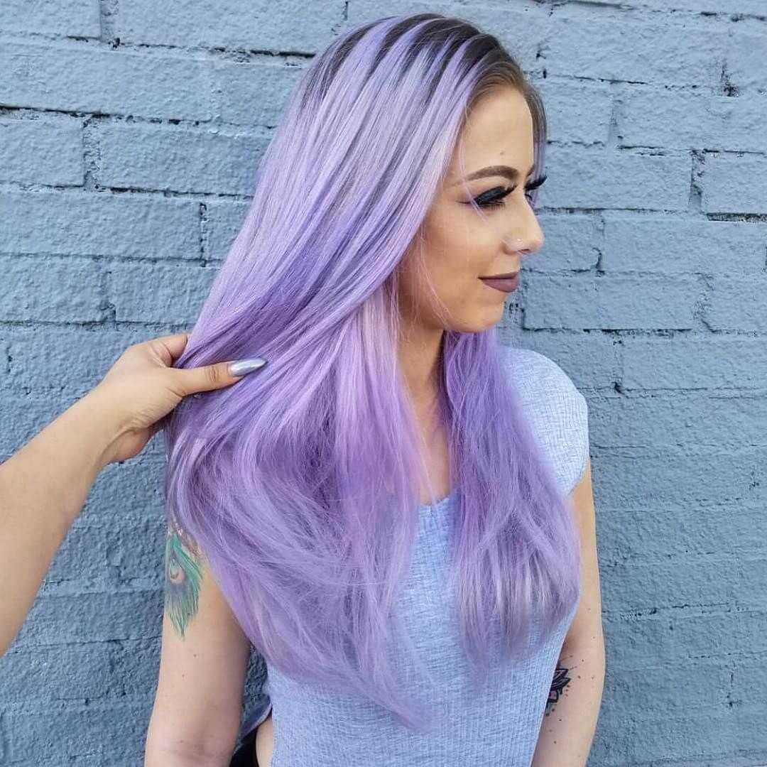 Фиолетовое омбре на темные волосы (фото)