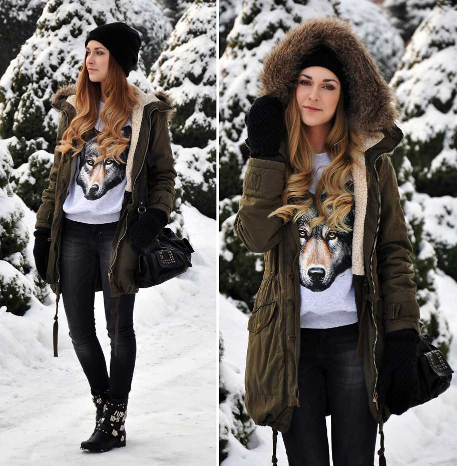 Прическа и одежда зима