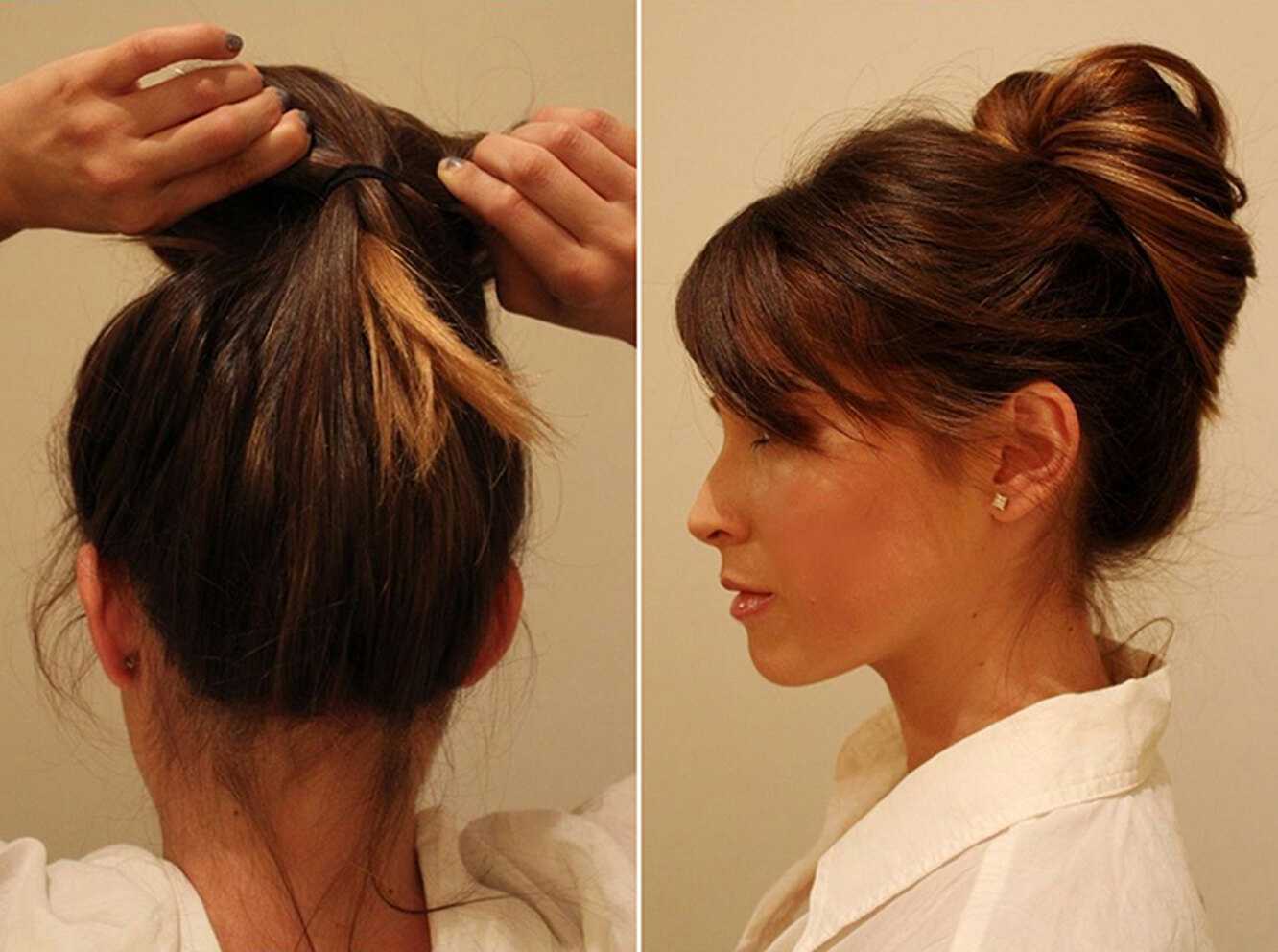Как сделать пучок на голове с помощью резинки: 14 способов с фото правильный уход за волосами | ddick.ru