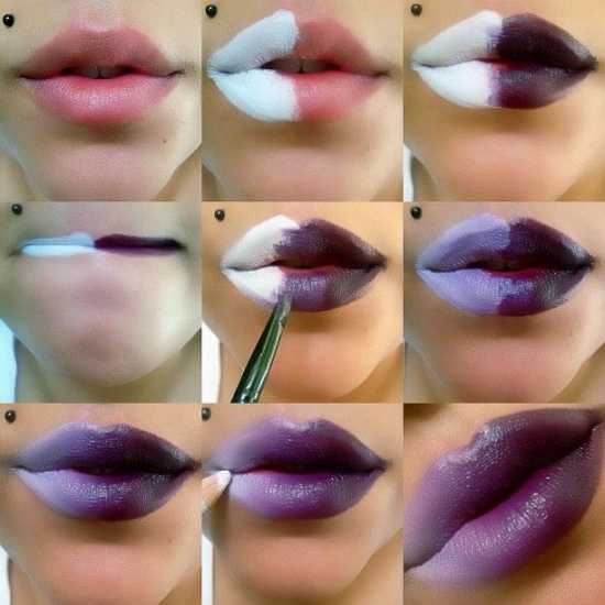 Эффект омбре амбре на губах техника выполнения модного макияжа, популярные цвета Пошаговое фото создания губ в стиле омбре амбре