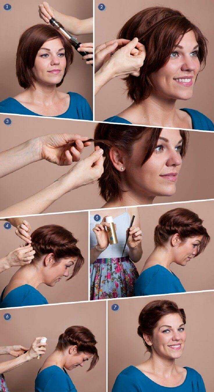 4 простых способа с пошаговыми фото и инструкцией, как сделать прическу на короткие волосы 4 модных коротких прически в домашних условиях сделать быстро самой себе